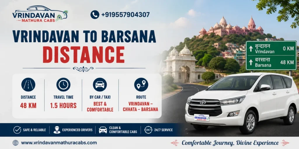 vrindavan to barsana distance guide